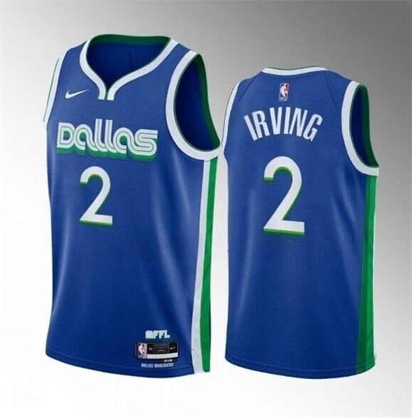 Mens Dallas Mavericks #2 Kyrie Irving Blue City Edition Stitched Basketball Jersey